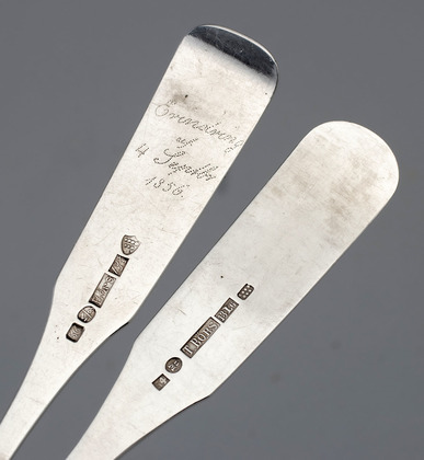 Norwegian Antique Silver Tablespoons (Set of 12) Bergen, Bors